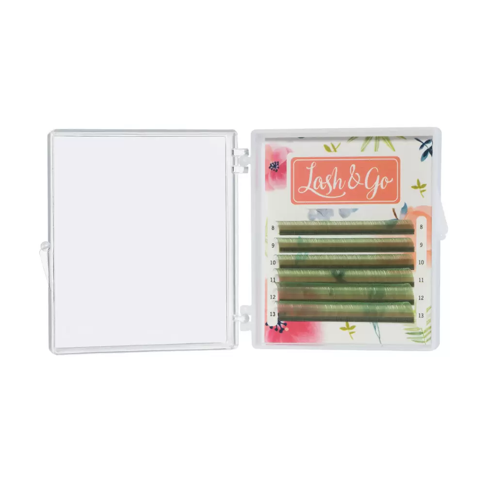 Ресницы цветные Lash&Go, Светло-зелёные, Микс 6 линий