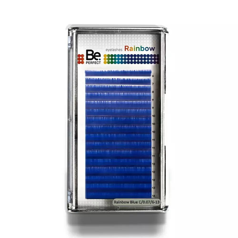 Ресницы цветные Be Perfect Rainbow Blue, Синие, Микс 16 линий