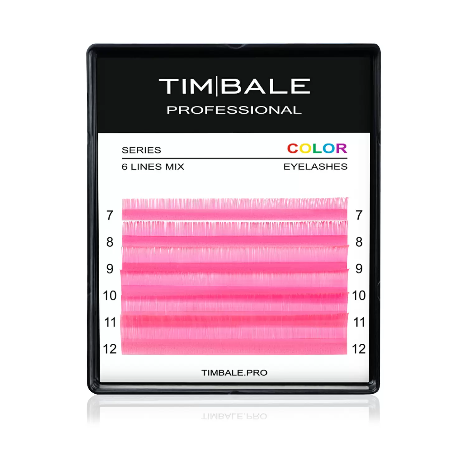 Ресницы неоновые цветные TimBale Neon Pink, Розовые, Микс 6 линий
