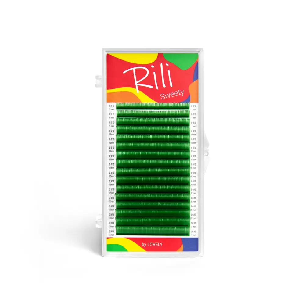 Ресницы цветные Rili Sweety, Зелёные, Микс 16 линий