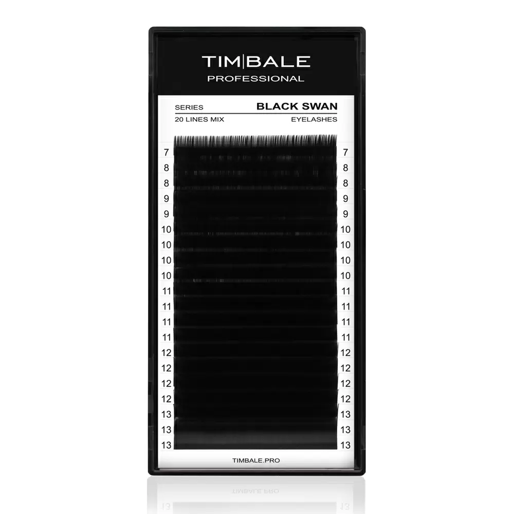 Ресницы чёрные TimBale Black Swan, Микс 20 линий