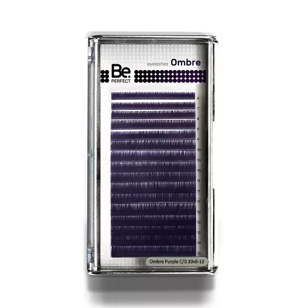 Ресницы цветные омбре Be Perfect Ombre Purple, Чёрно-фиолетовые, Микс 16 линий
