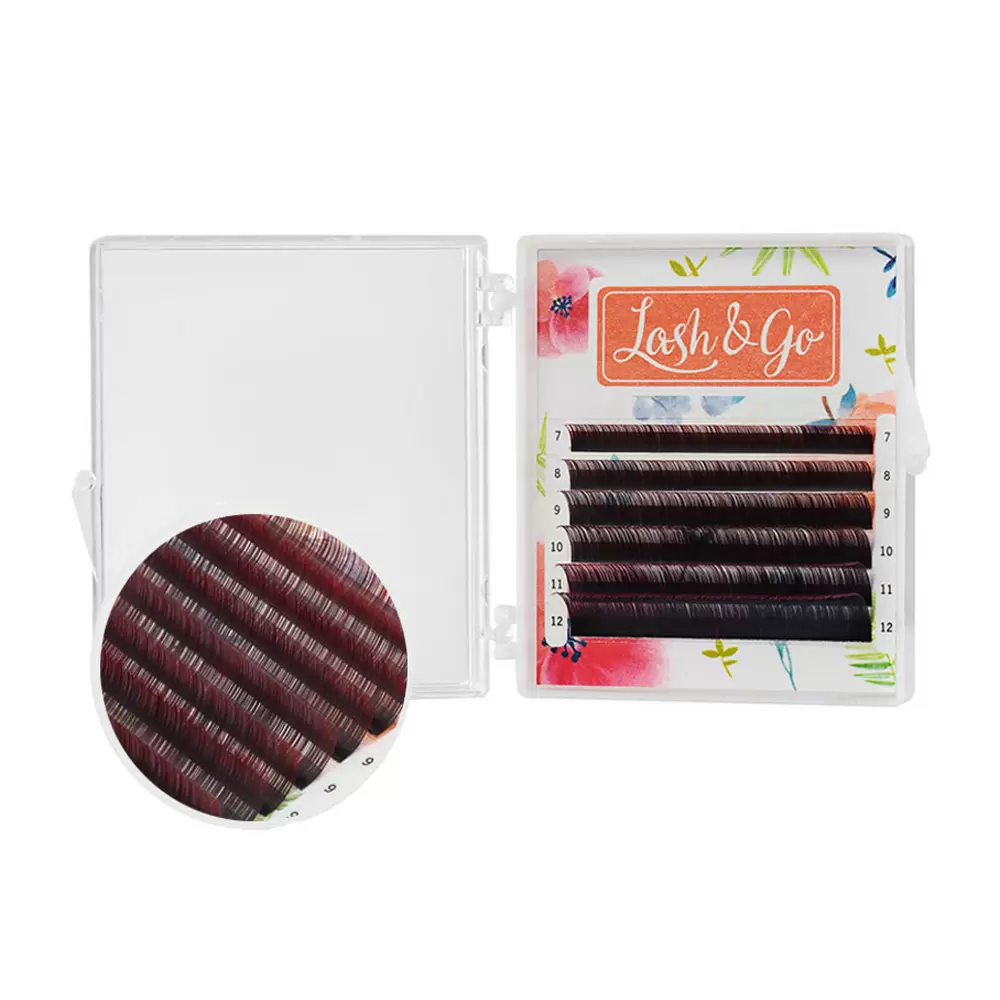 Ресницы цветные омбре Lash&Go, Чёрно-красные, Микс 6 линий