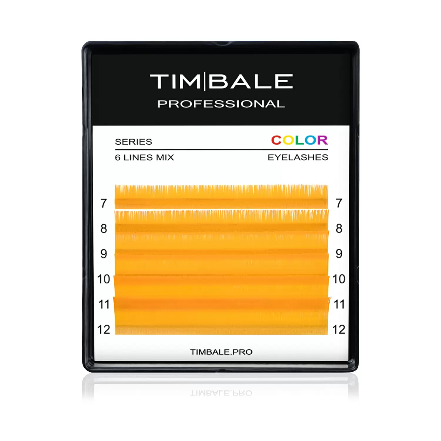 Ресницы неоновые цветные TimBale Neon Orange, Оранжевые, Микс 6 линий
