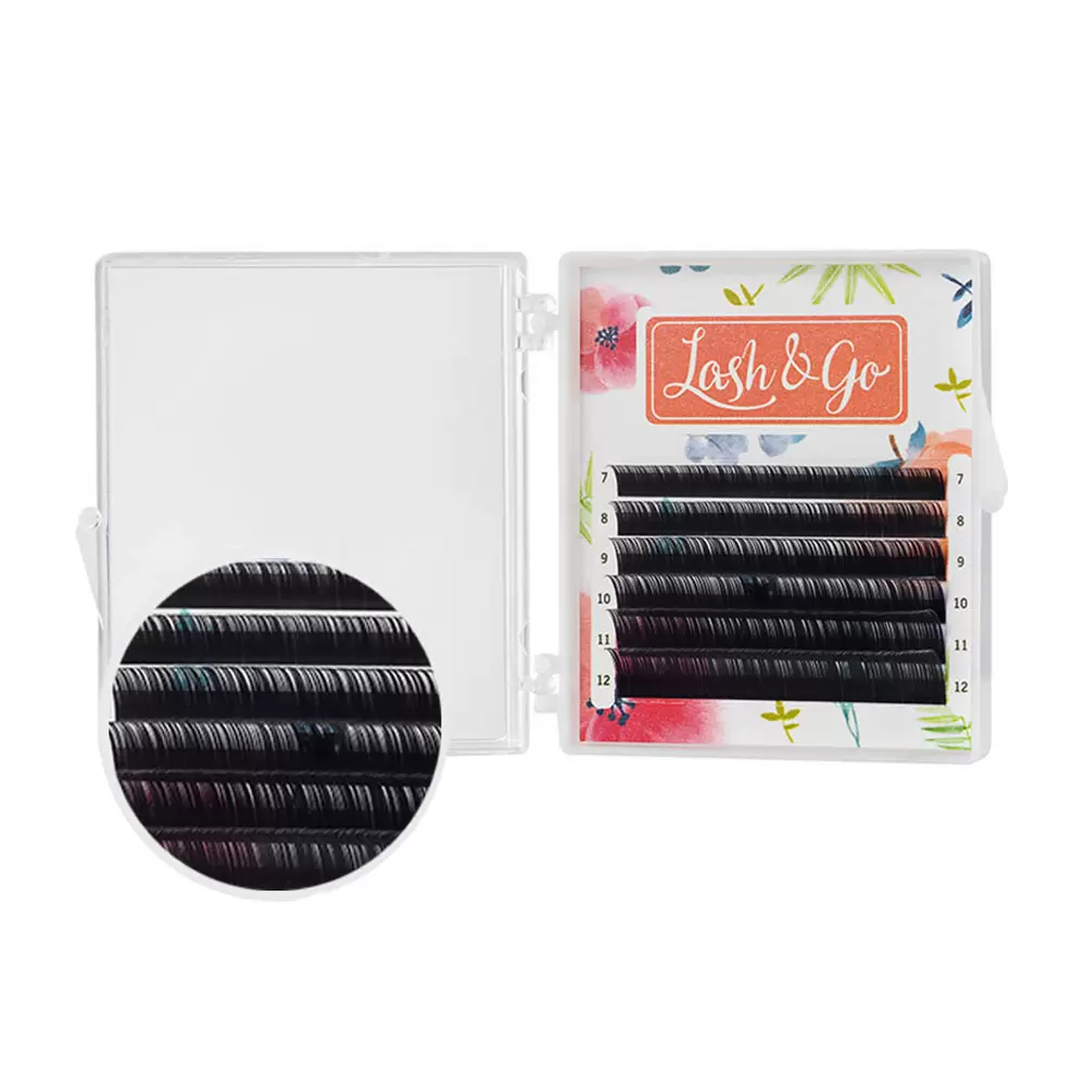Ресницы цветные омбре Lash&Go, Чёрно-пепельные, Микс 6 линий
