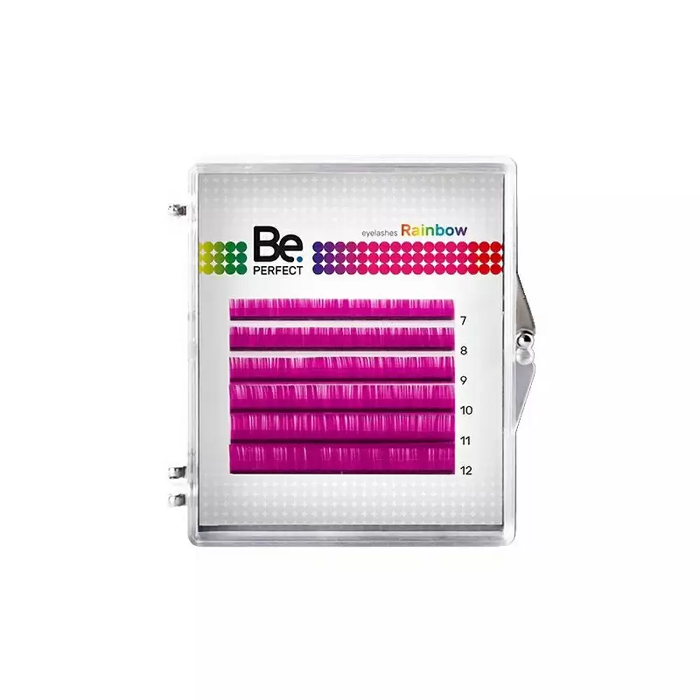 Ресницы цветные Be Perfect Rainbow Pink, Розовые, Микс 6 линий