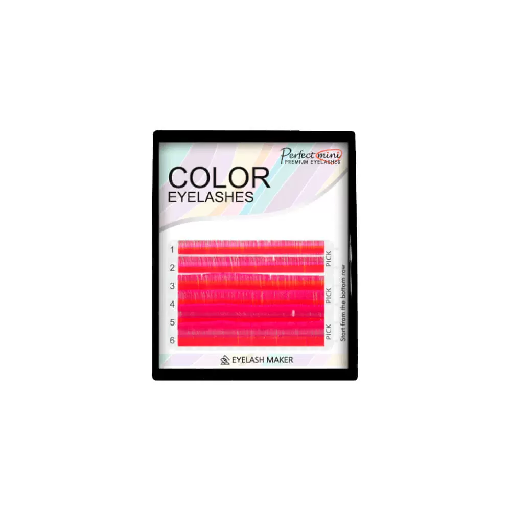 Ресницы цветные Eyelash Maker Hot Pink, Ярко-розовые, Микс 6 линий