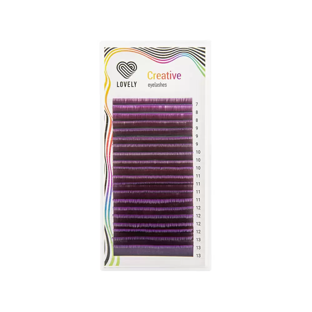 Ресницы цветные омбре Lovely Black-Purple, Чёрно-фиолетовые, Микс 20 линий