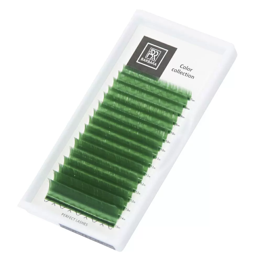 Ресницы цветные BARBARA, Зелёные №1, Микс 16 линий