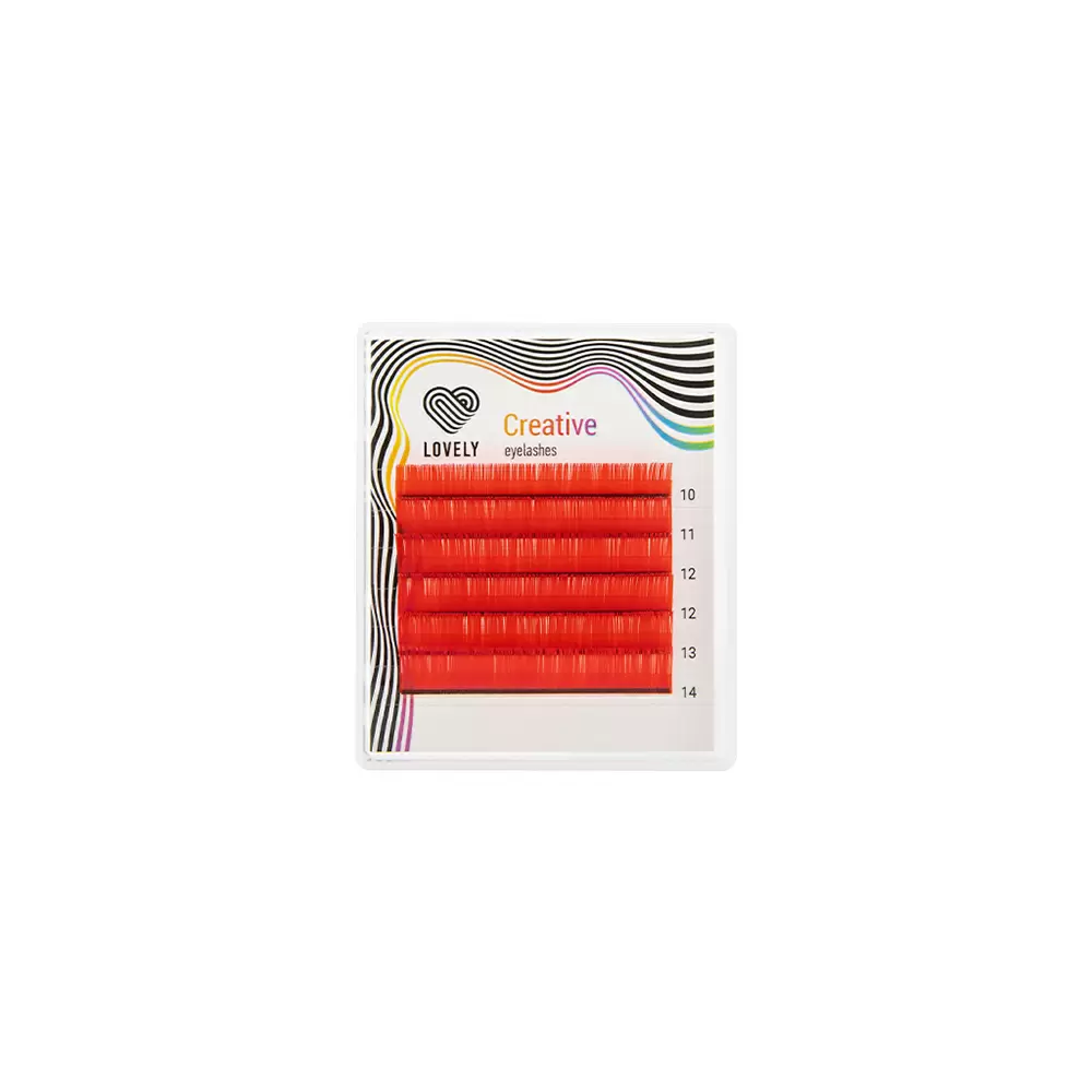 Ресницы цветные Lovely Red, Красные, Микс 6 линий