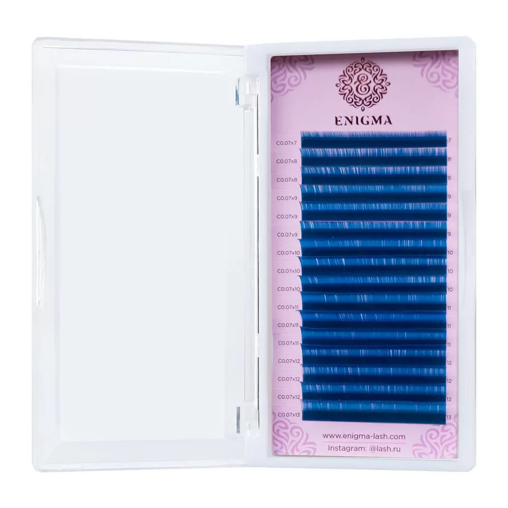 Ресницы цветные Enigma Blue, Синие, Микс 16 линий