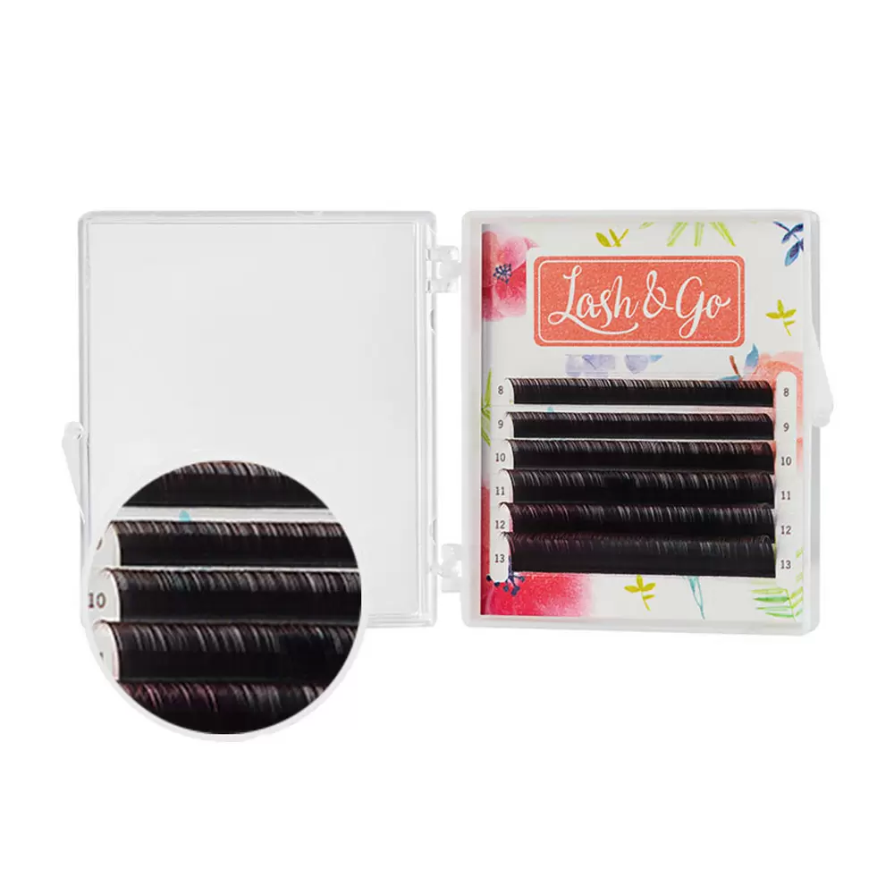 Ресницы цветные омбре Lash&Go, Чёрно-коричневые, Микс 6 линий