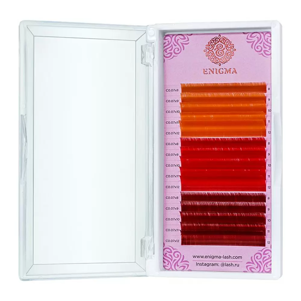 Ресницы цветные Enigma Hot sunset, 3 цвета, Микс 15 линий