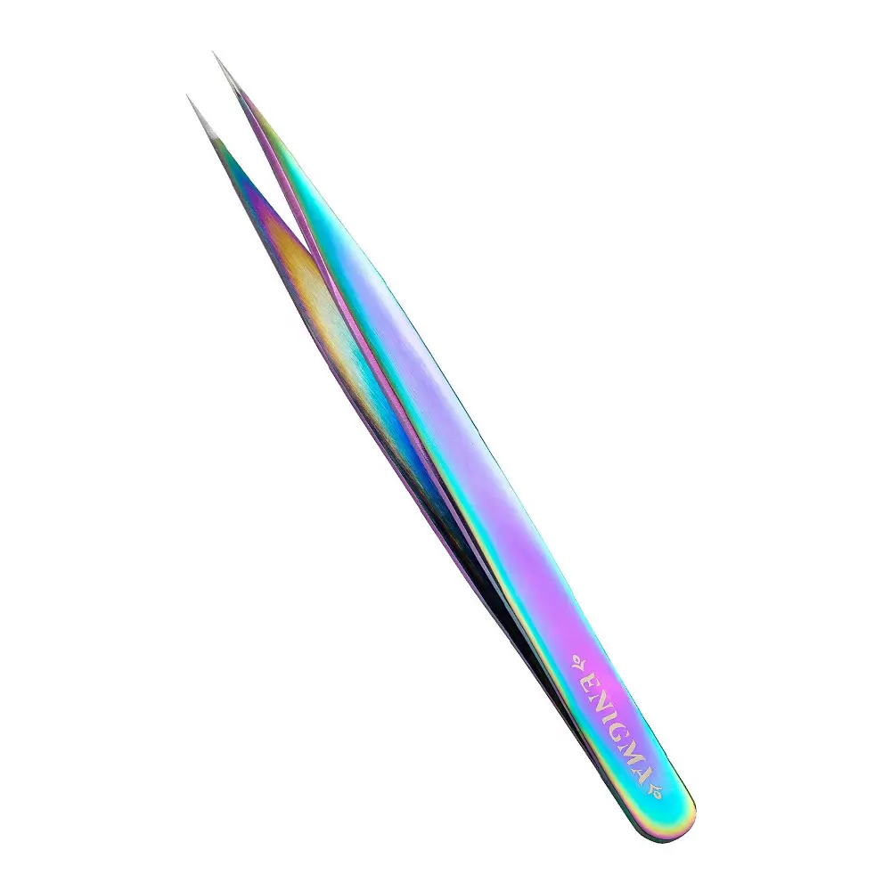 Пинцет Enigma с ручной заточкой extra-sharp, Прямой, Chameleon