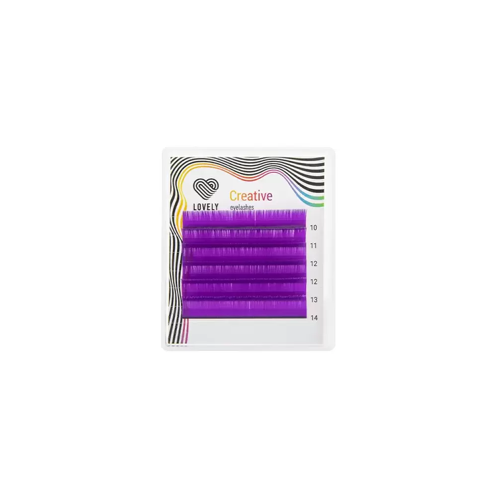 Ресницы цветные Lovely Purple, Фиолетовые, Микс 6 линий