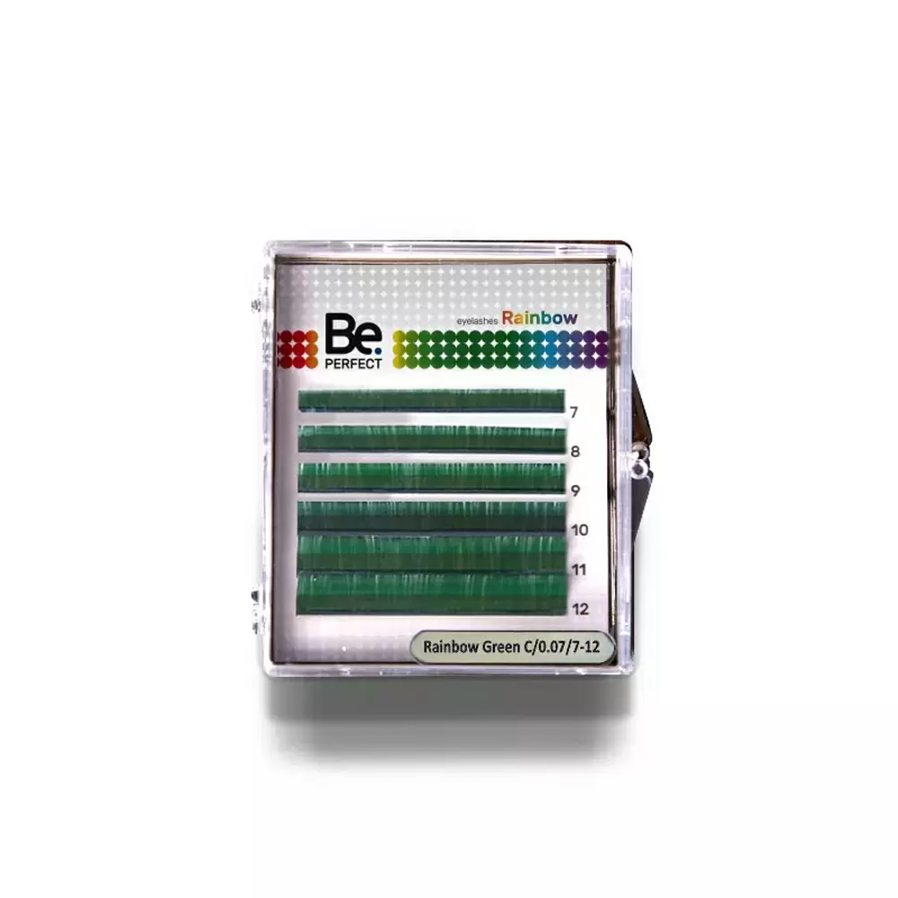Ресницы цветные Be Perfect Rainbow Green, Зелёные, Микс 6 линий