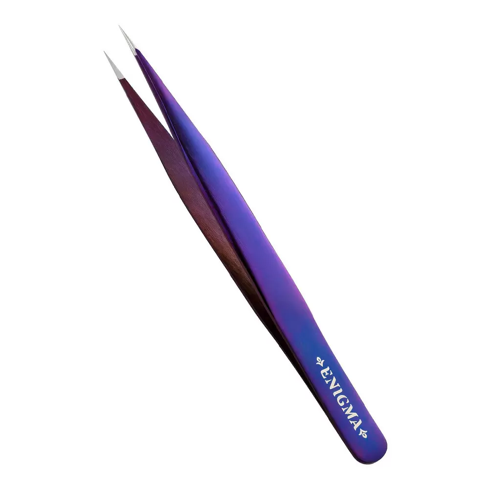 Пинцет Enigma с ручной заточкой extra-sharp, Прямой, Purple metallic