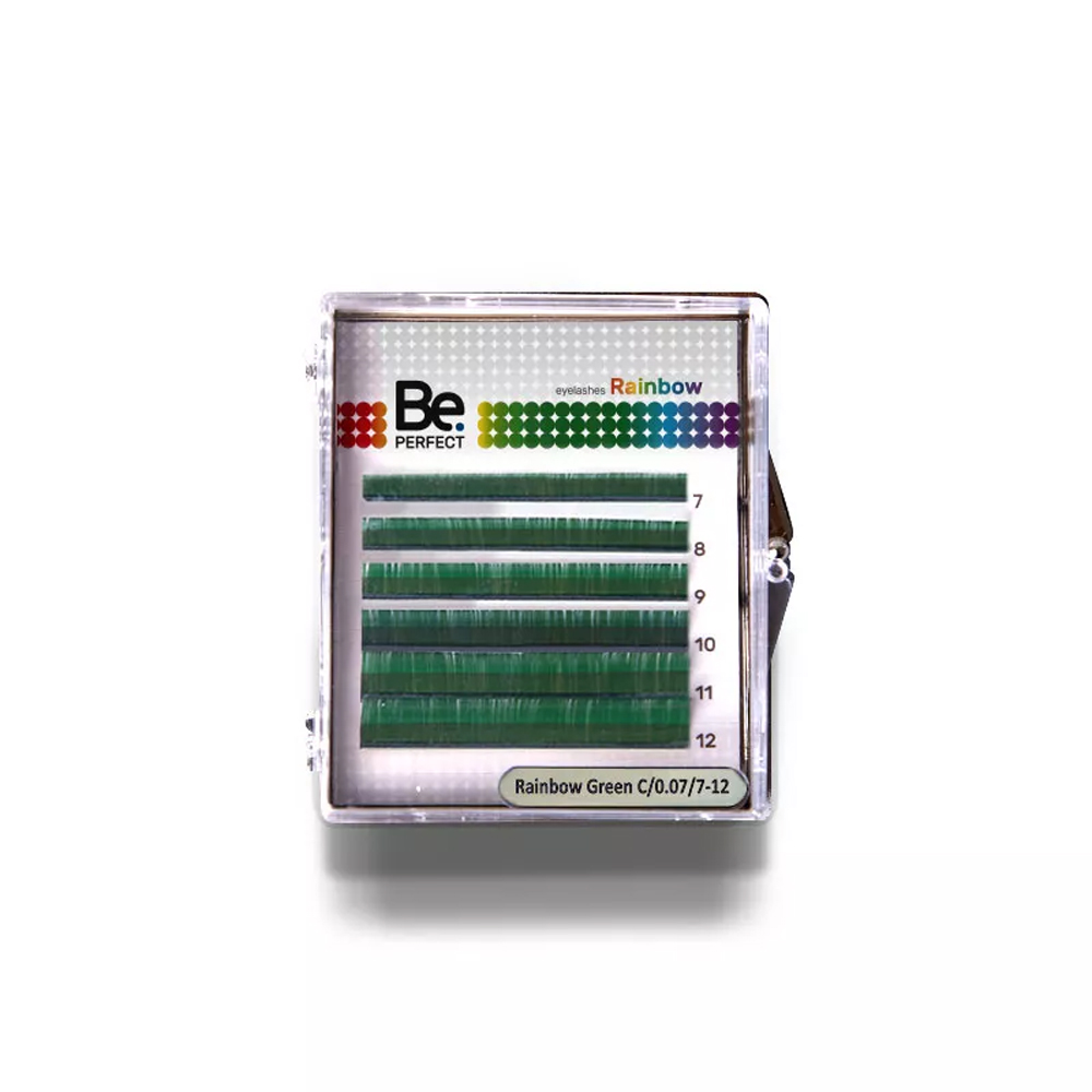 Ресницы цветные Be Perfect Rainbow Green, Зелёные, Микс 6 линий