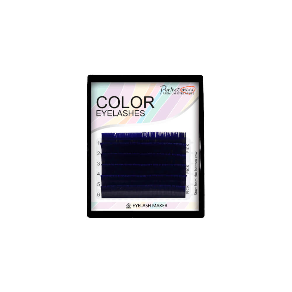 Ресницы цветные Eyelash Maker Dark Blue, Тёмно-синие, Микс 6 линий